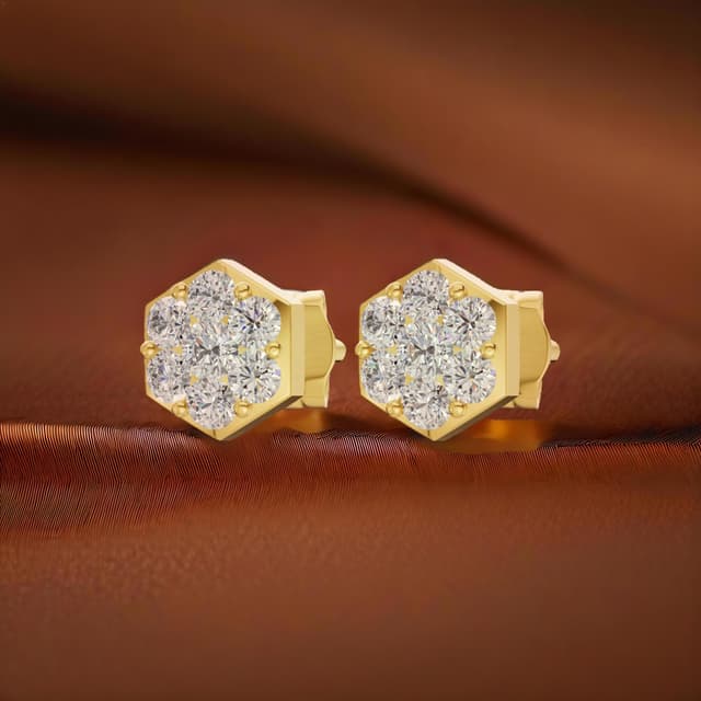 18kt Hex Floral Earrings